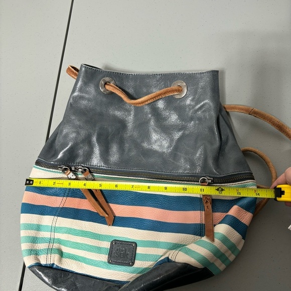 The Sak Backpack Drawstring Striped Leather Purse Bag Women's - Picture 3 of 7